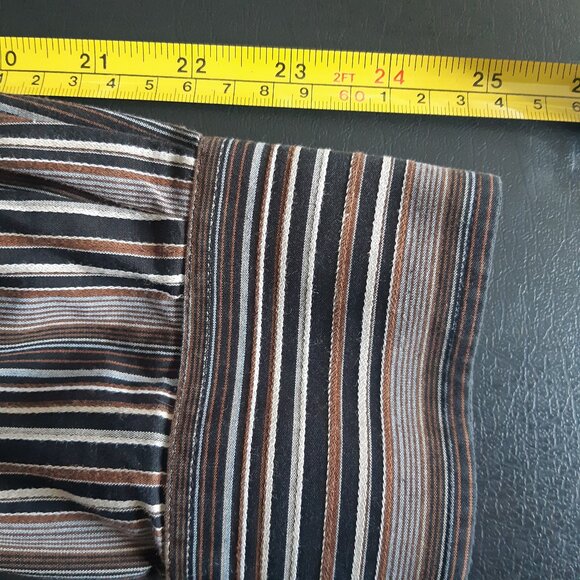 Denver Hayes SZ M Brown & Black Striped 100% Cotton Men's Button Up Shirt - Picture 13 of 13